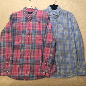 Lot of 2 (1 Vineyard Vines & 1 johnnie-O) Men’s Large Plaid Button Down Shirts